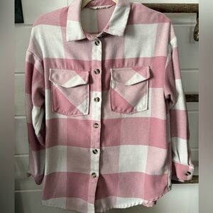 H&M pink plaid jacket size size 16